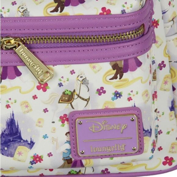 Loungefly Disney Tangled Rapunzel Flynn Ryder And Maximus All-Over Print. - Picture 2 of 6